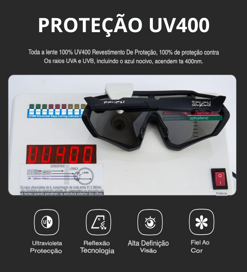 Óculos Unissex SCVCN Esportivo Com Lentes Polarizadas e Proteção UV400