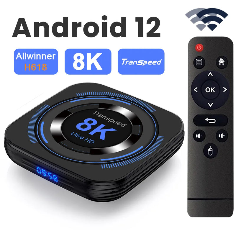 TV Box Transpeed Android 12 T Allwinner H618 Dual Wifi Conversor Smart TV