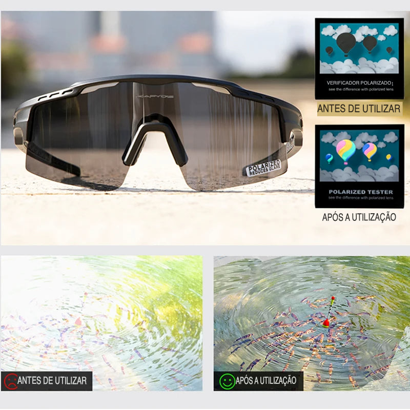 Óculos Esportivo Unissex Opção Com 3 Lentes Polarizadas e Proteção UV400