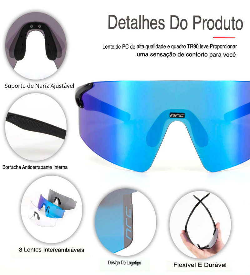 Óculos Esportivo NRC Unissex Com Lentes Polarizadas e Proteção UV400